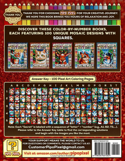 Christmas Cats Mystery Mosaics Color by Number -Part: 01- Vol. 1